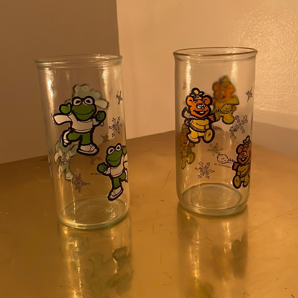 VINTAGE LOT OF 2 1989 MUPPET BABIES GLASSES